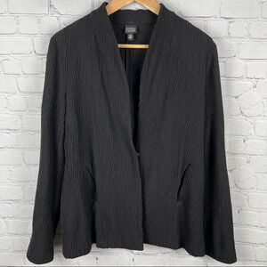 Eileen Fisher Wavy Luck black textured single button blazer jacket, size S